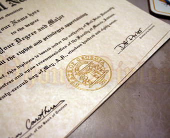 Fake Diploma Raised Gold Foil State Seal on Natural Paper